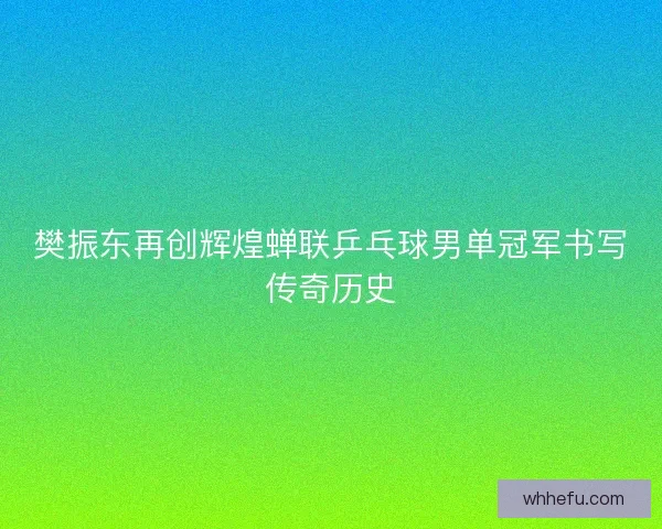 樊振东再创辉煌蝉联乒乓球男单冠军书写传奇历史